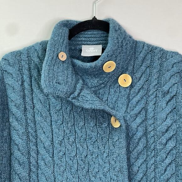 Women's Blue Cable Knit Cardigan - Picture 2 of 11